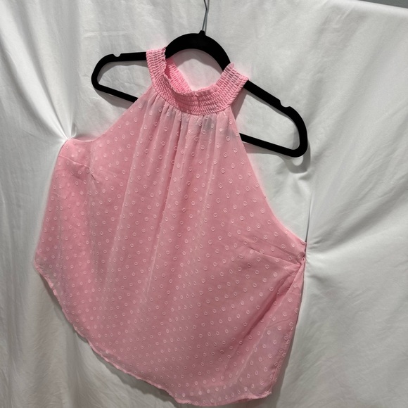 Torrid Pink Chiffon Clip Dot Halter Neck Tank 1X Blouse Girly Preppy Barbiecore - Picture 2 of 16